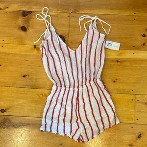 Rip Curl Red and White Striped Jumpsuit
